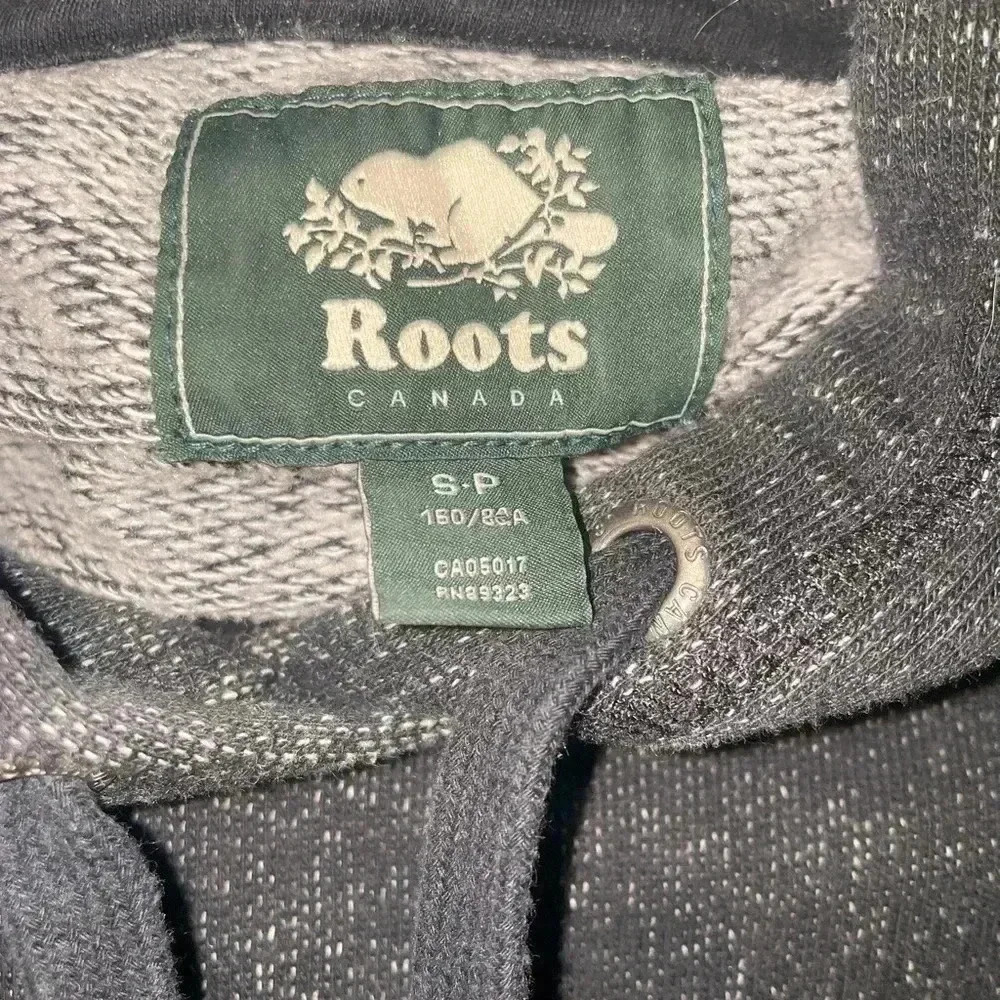 Roots "Kanga pocket " grey speckled long sleeve casual pullover hoodie S - Picture 4 of 6